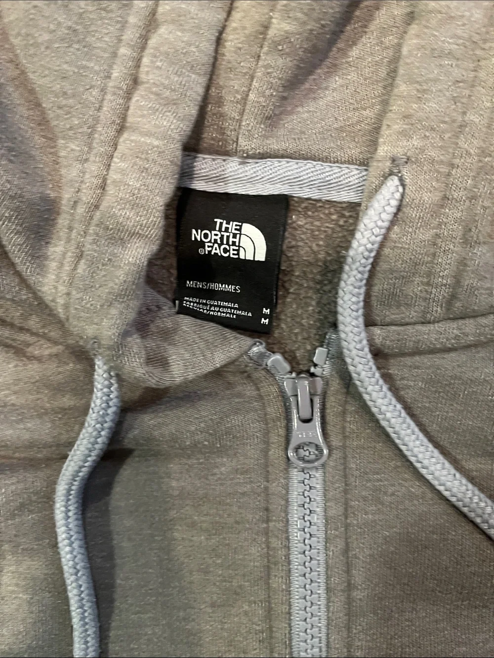 The North Face Men's Gray Zip Hoodie with Logo Sleeve
